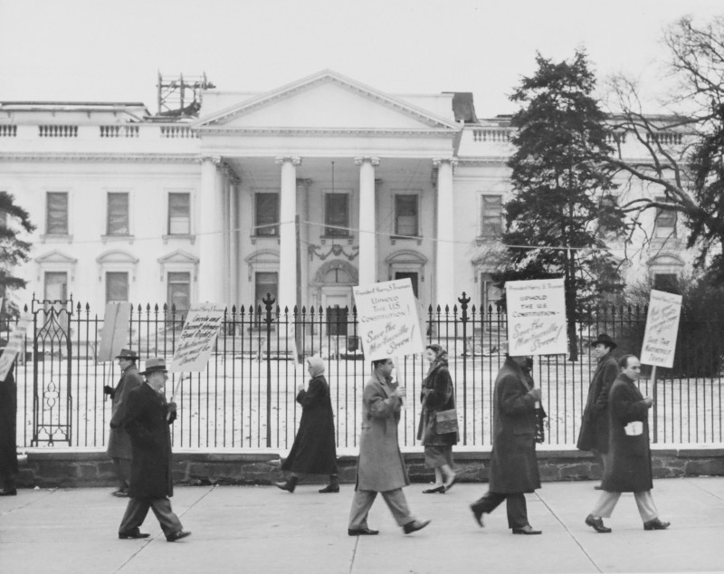 The Civil Rights Congress pickets the White House January 30, 1951 demanding President Harry Truman stop the execution of the Martinsville 7